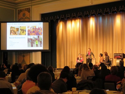 Suzanne Callahan, of Dance/USA's EDA program, discusses audience engagement with her co-panelists Julie Sunderland and Holly Bass